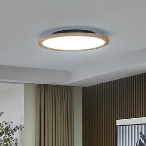 Lucande LED осветление за таван Joren, Ø 48 cm, дърво, CCT, дистанционно, Затъмняване, Дърво, Дневна/трапезария, Дървесина, Къща в провинцията / Рустик