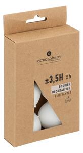 Комплект свещи без аромат atmosphera Many, 6 Плаващи, Диаметър 4.5 см, Бели