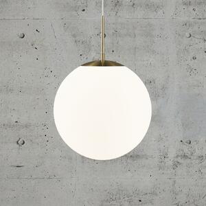 Nordlux Пендел Grant от месинг със стъклен глобус Ø 35 cm, Затъмняване, Бял, Дневна/трапезария, Стъкло