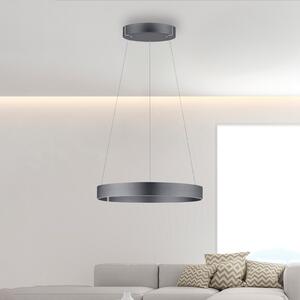 PURE LED висяща лампа E-Clipse, мистично сиво, Ø 70 cm, CCT, Затъмняване, Сив, Дневна/трапезария, Метал, Модерен