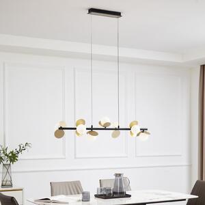 Lucande LED висяща лампа Pallo, 7 светлини, черно/златно, стъкло, Затъмняване, Черен, Дневна/трапезария, Метал, Модерен