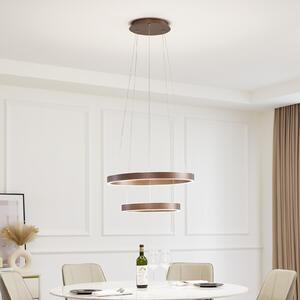 Lucande Smart LED висящо осветително тяло Yonam, кафе, 2 светлини, Tuya, Затъмняване, Кафяв / ръждив, Дневна/трапезария, Алуминий, Модерен