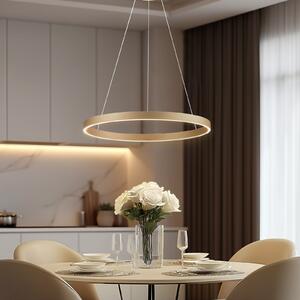 Lucande Smart LED висящо осветление Yonam, златисто, 1 лампа, Tuya, Затъмняване, Злато / месинг, Дневна/трапезария, Алуминий, Модерен