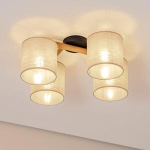 TK Lighting Таванна лампа Deva, четирипламъчна, текстил, Затъмняване, Бежов, Дневна/трапезария, Плат / текстил, Скандинавски