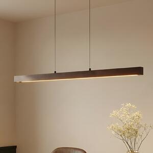 Lucande LED висяща лампа Nihalo, орех, 122 cm, с регулиране на яркостта, CCT, Затъмняване, Дърво, Дневна/трапезария, Дървесина, Къща в провинцията / Рустик