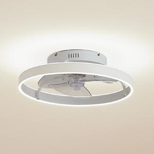 Lindby LED тавански вентилатор Momitu, бял, алуминий, Ø 50 cm, Затъмняване, Бял, Дневна/трапезария, Алуминий, Модерен