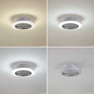 Lindby Вентилатор за таван LED Mamuti, сребърен, тих, Ø 55 cm, Затъмняване, Металик, Дневна/трапезария, Алуминий, Модерен