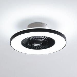 Lindby Smart LED тавански вентилатор Paavo черен, безшумен Tuya, Затъмняване, Черен, Дневна/трапезария, Пластмаса, Модерен
