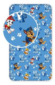 Син еластичен памучен детски чаршаф 90x200 cm Paw Patrol – Jerry Fabrics