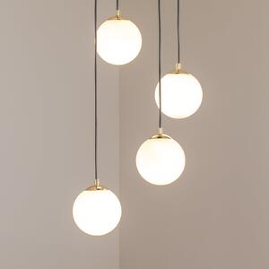 Euluna Висяща лампа Glassy, 4-крилна, кръгла, черна/опал, Затъмняване, Черен, Дневна/трапезария, Стъкло, Модерен