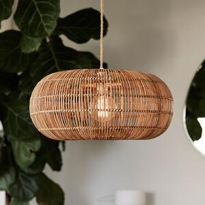 PR Home Висяща лампа Zuri от ратан, Ø 51 cm, Затъмняване, Дърво, Дневна/трапезария, Дървесина