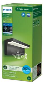 Philips LED външна стенна лампа Bustan UE, сензорна, 4 000 K, Черен, Алуминий, Модерен, Стенна ъглова