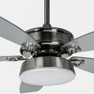 Lucande LED вентилатор за таван Kuvio, DC, тих, Ø 120 cm, CCT, Сив, Дневна/трапезария, Метал, Модерен