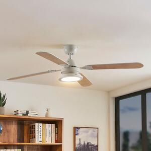 Lindby Вентилатор за таван LED Tedric, бял, тих, Ø 133 cm, Бял, Дневна/трапезария, Метал, Винтидж