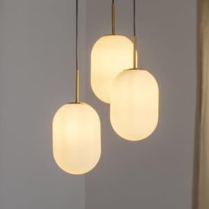 Eko-Light Висяща лампа Alias, метал в златист цвят, опалово стъкло, 3-пламъчна, кръгла, Затъмняване, Бял, Дневна/трапезария, Стъкло, Модерен