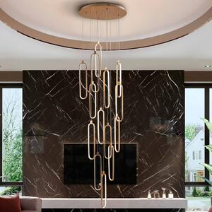Schuller Valencia LED висяща лампа Colette розово злато 14-светлина Ø 60 см дистанционно, Затъмняване, Злато / месинг, Дневна/трапезария, Алуминий, Модерен