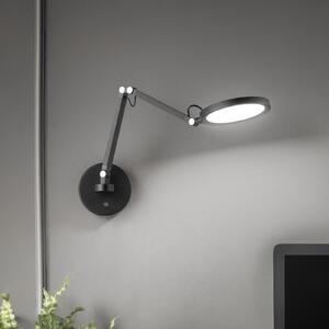 Fabas Luce LED стенна лампа Regina, черна, CCT, с възможност за димиране, регулируема, Затъмняване, Черен, спалня, Метал, Модерен