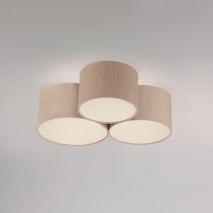 JUST LIGHT. GmbH Зелена лампа за таван Duro, текстил, с три крушки, Затъмняване, Бежов, Дневна/трапезария, Плат / текстил