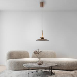PURE LED висяща лампа Moon, бронз, амбър стъкло (тъмно), Ø32cm, Затъмняване, Бронзов / античен месинг, Дневна/трапезария, Стъкло, Модерен