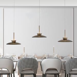 PURE LED висяща лампа Moon, бронз, амбър стъкло (тъмно), 3-лампена., Затъмняване, Бронзов / античен месинг, Дневна/трапезария, Стъкло, Модерен