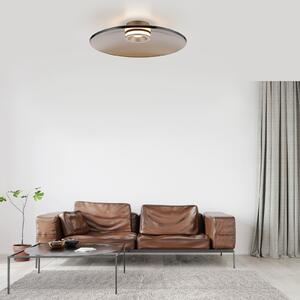 PURE LED осветление за таван Moon, бронз, Ø 50 cm, стъкло/алуминий, Затъмняване, Бронзов / античен месинг, Дневна/трапезария, Стъкло, Модерен