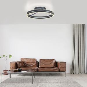 PURE LED плафон Loop, сив, метал, Ø 60 cm, CCT, Затъмняване, Сив, Дневна/трапезария, Алуминий, Модерен, Кръгъл директен таван