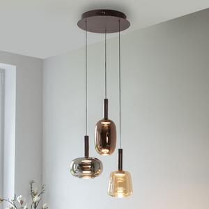 Paul Neuhaus Irides LED лампа за окачване, Ø 43 cm, цветна, стъкло, Затъмняване, Многоцветен, Дневна/трапезария, Стъкло, Модерен