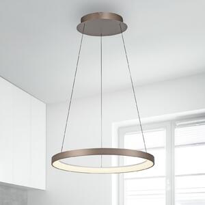 Paul Neuhaus LED висяща лампа Hoop, кафява, Ø 57 cm, с възможност за димиране, Затъмняване, Кафяв / ръждив, Дневна/трапезария, Алуминий, Модерен