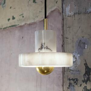 Tom Dixon LED висяща лампа Stone, бяла, Ø 18 cm, мрамор, Затъмняване, Бял, Дневна/трапезария, Мрамор, Дизайн