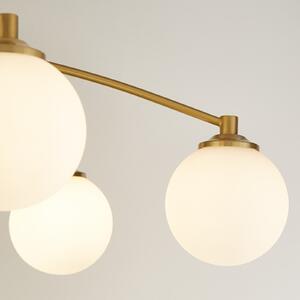 Searchlight Таванска лампа Feylinn, бяла/месинг, стъкло, Ø 75 cm, 6-светилна., Затъмняване, Бял, Дневна/трапезария, Стъкло, Модерен