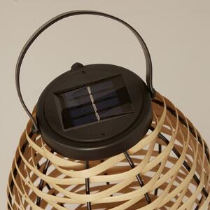 Searchlight Слънчева LED лампа за тераса Netan, кафява, ратан, 23 см, IP44, Дърво, Дървесина, Къща в провинцията / Рустик