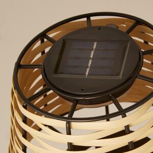 Searchlight Слънчева LED лампа за маса Dalisay, кафява, ратан, 31 см, IP44, Дърво, Дървесина, Къща в провинцията / Рустик
