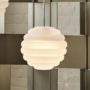 Tom Dixon LED висяща лампа Press Sphere Mini матирана Ø 15 cm, Затъмняване, Бял, Дневна/трапезария, Стъкло, Дизайн