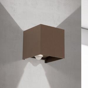 ORION LED външна стена лампа Cube-S, кортен, метал, сензор, Кафяв / ръждив, Алуминий, Модерен, Стенна розетка отгоре/отдолу