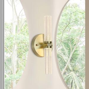 Searchlight LED стенна лампа за баня Aberdeen, височина 34 cm, цвят месинг, 2-крилна., Затъмняване, Злато / месинг, Баня, Метал
