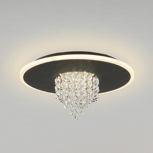 Searchlight LED таванска лампа Deluge, черна, Ø 32 cm, метал/акрил, Затъмняване, Черен, Дневна/трапезария, Метал