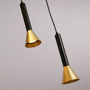 Searchlight Висяща лампа Signal, Ø 37 cm, черно/златисто метал, 5-свещник, Затъмняване, Черен, Дневна/трапезария, Метал