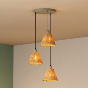 OSRAM висяща лампа Decor Raffia, 3-флуелна, рафия, натурална, Затъмняване, Кафяв / ръждив, Дневна/трапезария, Други материали, Къща в провинцията / Рустик