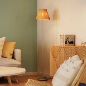 OSRAM стояща лампа Decor Raffia, 1-лампова, естествен цвят рафия, E27, Кафяв / ръждив, Дневна/трапезария, Метал, Къща в провинцията / Рустик