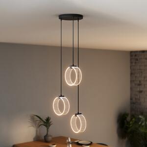 OSRAM LED висяща лампа Decor Circle, 3-лампова, кръгла, CCT, черна, Черен, Дневна/трапезария, Пластмаса, Модерен