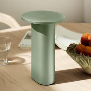 FRITZ HANSEN LED акумулаторна настолна лампа Solae, зелена, алуминий, IP44, Затъмняване, Зелен, Дневна/трапезария, Алуминий, Модерен