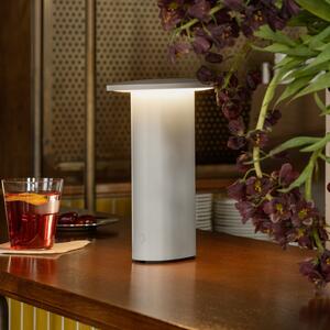 FRITZ HANSEN LED акумулаторна настолна лампа Solae, сива, алуминий, IP44, Затъмняване, Сив, Дневна/трапезария, Алуминий, Модерен
