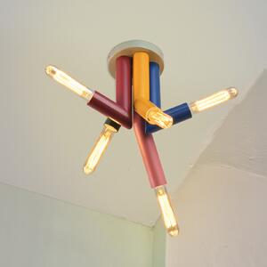 OSRAM таванска лампа Decor Straw, 5-светлинна, стомана, цветна, E27, Затъмняване, Многоцветен, Дневна/трапезария, Метал, Модерен