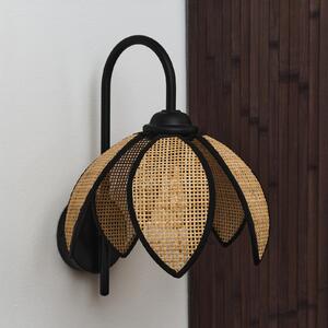 OSRAM стенна лампа Decor Rattan Lotus, бежова/черна, E27, Затъмняване, Бежов, Дневна/трапезария, Дървесина, Средиземноморски