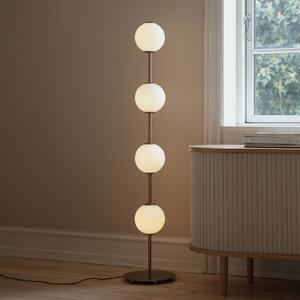 UMAGE LED стояща лампа Audrey, цвят месинг, височина 128 cm, 4-светлинна., Затъмняване, Злато / месинг, Дневна/трапезария, Метал, Дизайн, Глобус