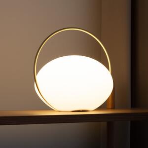 UMAGE LED акумулаторна настолна лампа Orbit, бяла/месинг, IP44, CCT, Затъмняване, Бял, Дневна/трапезария, Пластмаса, Дизайн