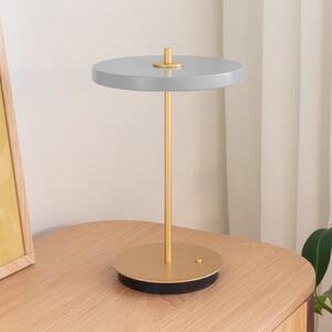 UMAGE LED акумулаторна настолна лампа Asteria Move мъгливо сива/месинг 31 см, Затъмняване, Сив, Дневна/трапезария, Метал, Дизайн