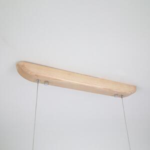 Searchlight LED висяща лампа Kenzie, дължина 60 cm, светлокафява, дърво, CCT, Затъмняване, Дърво, Дневна/трапезария, Дървесина
