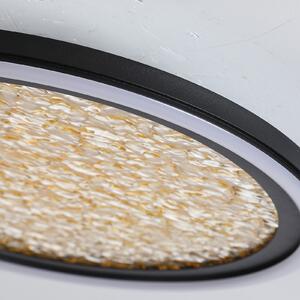 Searchlight LED плафон Luna, Ø 30 cm, черен/златист, метал, Затъмняване, Злато / месинг, Дневна/трапезария, Метал