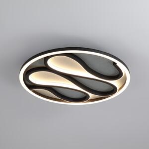 Searchlight LED таванска лампа Zendisc, мотив капка, Ø 39 cm, черна, Затъмняване, Черен, Дневна/трапезария, Метал, Модерен